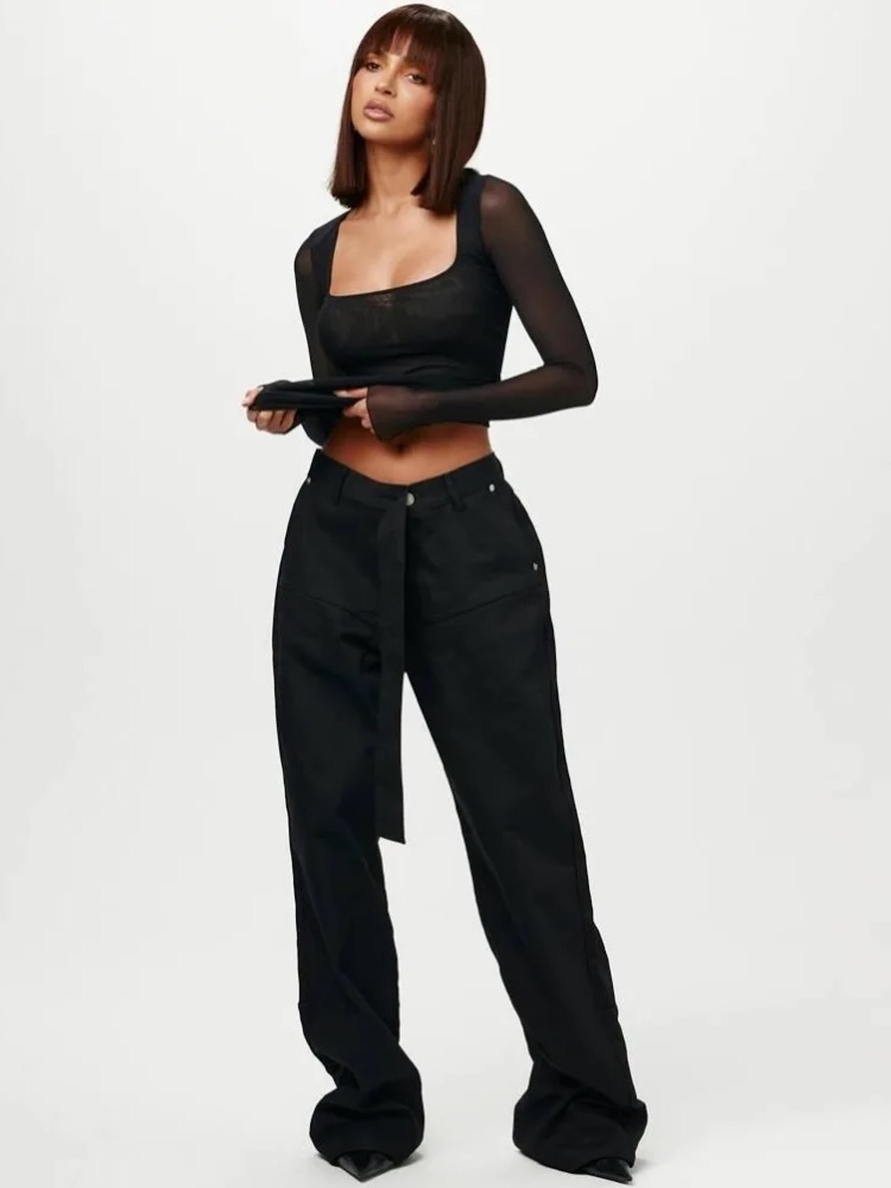 naked wardrobe Seamed Wide Leg Jeans | Black | Size 28 | NWT